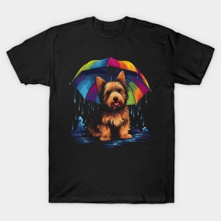 Australian Terrier Rainy Day With Umbrella T-Shirt